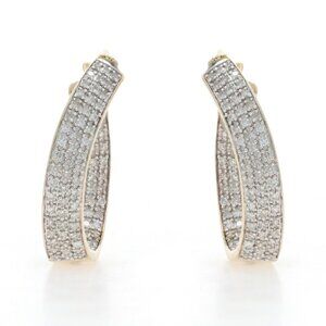 Yellow Gold Diamond Inside-Out Hoop Earrings - 14k Single Cut 2.00ctw Pierced